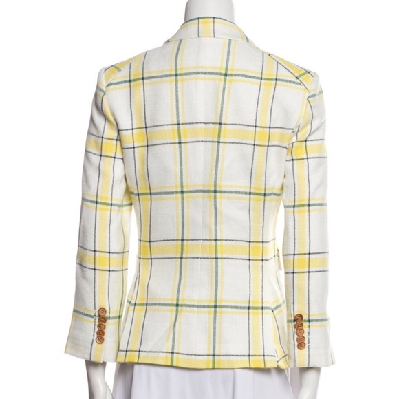 Veronica Beard Schoolboy Plaid White Yellow Green Blazer NWOT - Picture 8 of 9